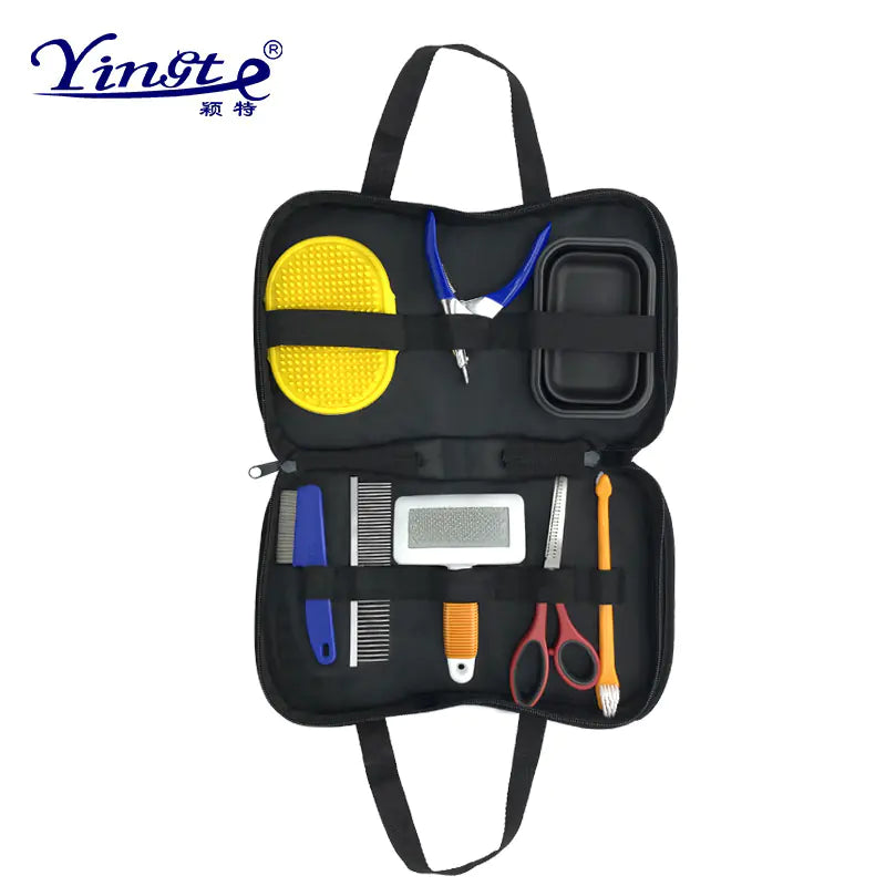 Pet Grooming Travel Set with Brushes and Nail Clipper